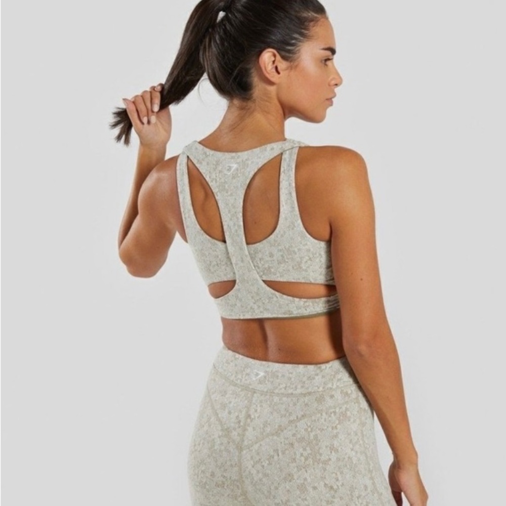 olive green fleur texture gymshark sports bra